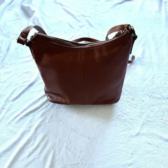 STEVEN Steve Madden 100% Pebbled Leather Crossbody Bag Brown - Picture 11 of 13